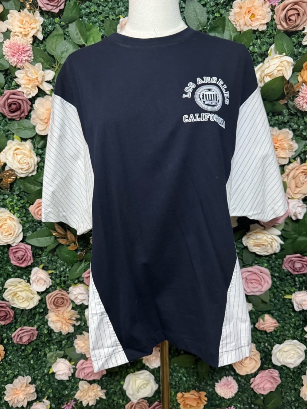 Navy Blue & White Short Sleeve Graphic Tee - Picture 3 of 7